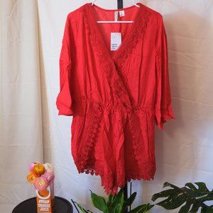 Red Romper Shorts New with Tags
